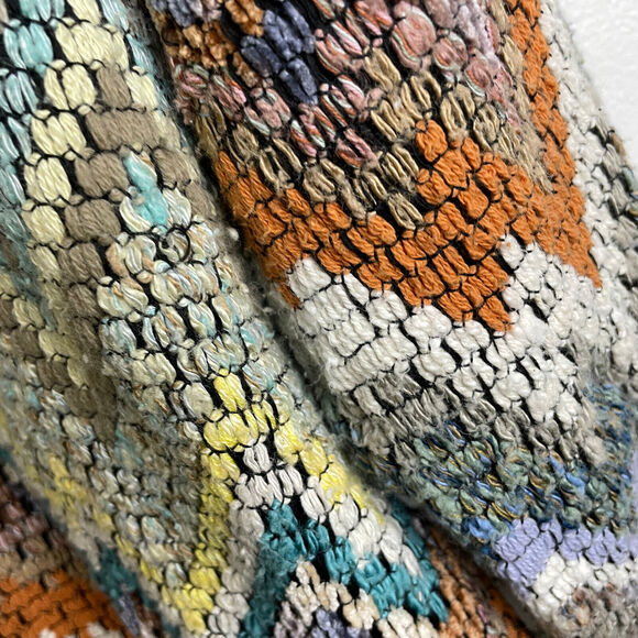 Vtg Allen Wah Colorful Sweater XL Mens Southwest Zig Zag Textured Knit Lined - Picture 11 of 12